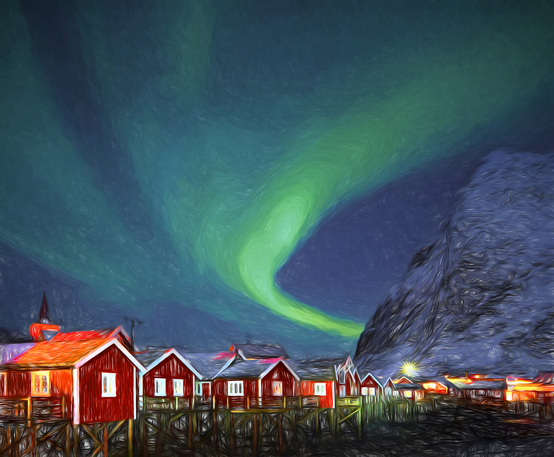 Lofoten-Fotokunst-Fotomalerei-nordlicht-Reine-Aurora borealis-rorbuer-winter-schnee-I_MG_7738a-1.jpg